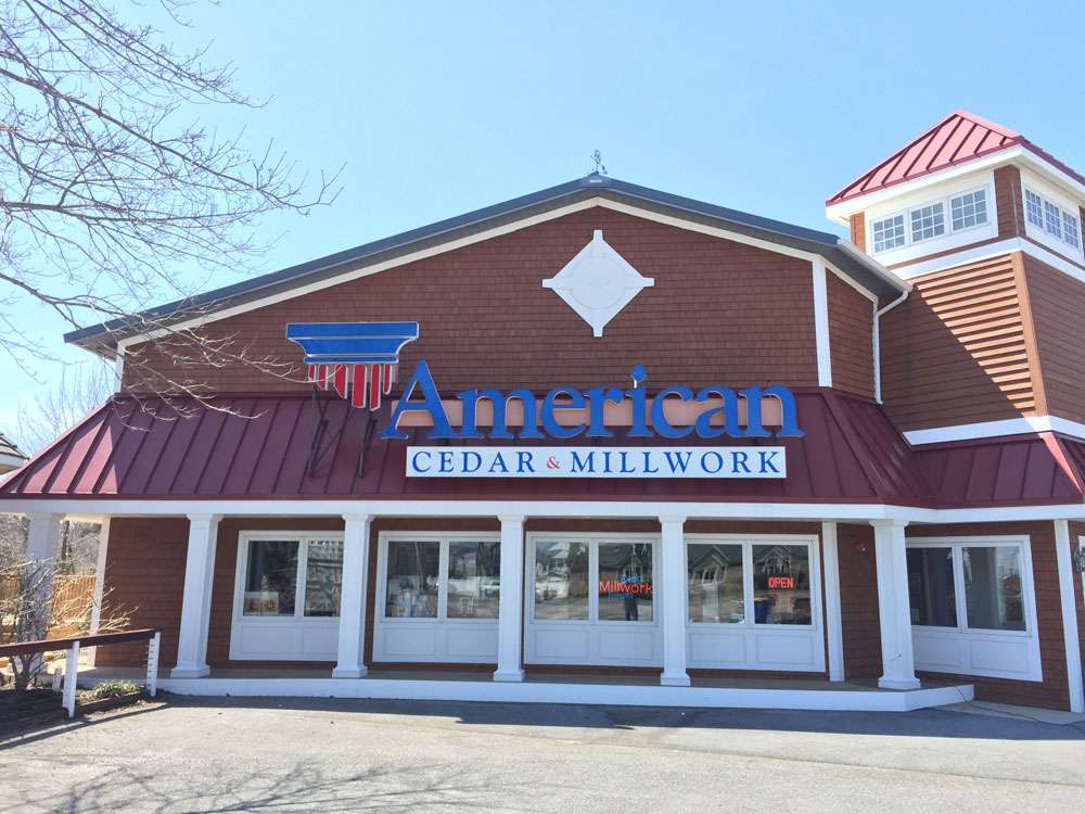 Front view of American Cedar & Millwork office building in Millersville and Baltimore, MD